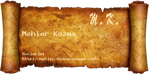 Mehler Kozma névjegykártya
